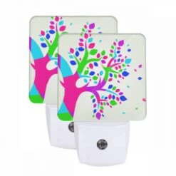 Night Light Set Of 2, A Tree With Purple