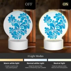 Round Acrylic Night Light, A Blue And White Design Of A Heart. -Acrylic Night Light Shop c92e7e4aa9cfddbdaf3112cb2c1686df79a6cd57
