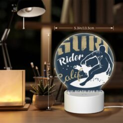 Round Acrylic Night Light, A Surfer Riding A Wave In San Diego. -Acrylic Night Light Shop c932e5a788c14e419a597d3d2c2c99e249ddab40