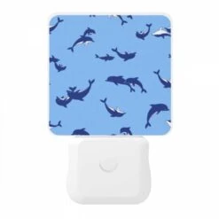 Night Light, A Blue And White Pattern Of Whales Swimming In The Ocean. -Acrylic Night Light Shop c962120120174d548191e1553ca7a32e9b86e322