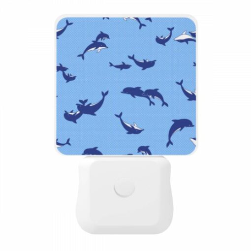 Night Light, A Blue And White Pattern Of Whales Swimming In The Ocean. -Acrylic Night Light Shop c962120120174d548191e1553ca7a32e9b86e322
