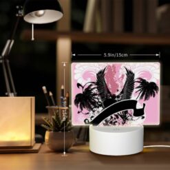 Rectangular Acrylic Night Light, A Pink And Black Image Of A Bird With A Letter "U" On It. -Acrylic Night Light Shop c9aab52615df44a35fc30c74fd85f08825bf0c7c