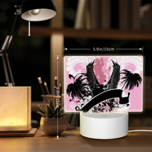 Rectangular Acrylic Night Light, A Pink And Black Image Of A Bird With A Letter "U" On It. -Acrylic Night Light Shop c9aab52615df44a35fc30c74fd85f08825bf0c7c