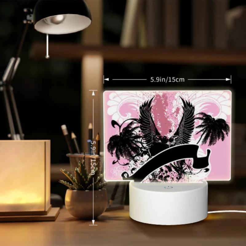 Rectangular Acrylic Night Light, A pink and black image of a bird with a letter "U" on it. Rectangular Acrylic Night Light, A Pink And Black Image Of A Bird With A Letter "U" On It. -Acrylic Night Light Shop c9aab52615df44a35fc30c74fd85f08825bf0c7c