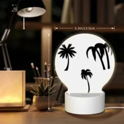Round Acrylic Night Light, Three Black And White Palm Trees On A White Background. 5 Round Acrylic Night Light, Three Black And White Palm Trees On A White Background. -Acrylic Night Light Shop c9c9a08bbccdffb5c100f0cad9946e2ac9597bb4