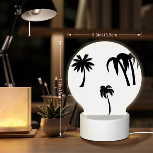 Round Acrylic Night Light, Three Black And White Palm Trees On A White Background. -Acrylic Night Light Shop c9c9a08bbccdffb5c100f0cad9946e2ac9597bb4