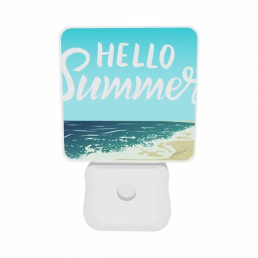 Night Light Set Of 2, A Blue And White Sign That Says "Hello Summer". -Acrylic Night Light Shop c9e2c16a118e34126290e0fc69beb2efac73337f