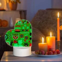 Love Acrylic Night Light, A Green And Red Patterned Fabric With Various Plants And Animals On It. 6 Love Acrylic Night Light, A Green And Red Patterned Fabric With Various Plants And Animals On It. -Acrylic Night Light Shop ca05a9e74aa1bb1728449b2892fc42bf8afa4a78