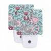 Night Light Set Of 2, A Colorful Floral Pattern With Pink