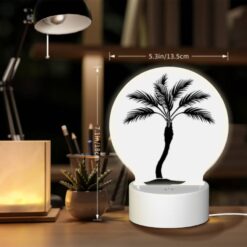 Round Acrylic Night Light, A Black And White Drawing Of A Palm Tree. -Acrylic Night Light Shop ca8c7736011816f19fa91fd13834da1f47a655e7