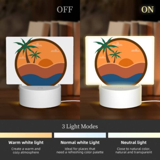 Rectangular Acrylic Night Light, A Sunset Scene With A Beach And Palm Trees. -Acrylic Night Light Shop cb088e4990ad0d56e802f5d2ffb7bccf54ffb103