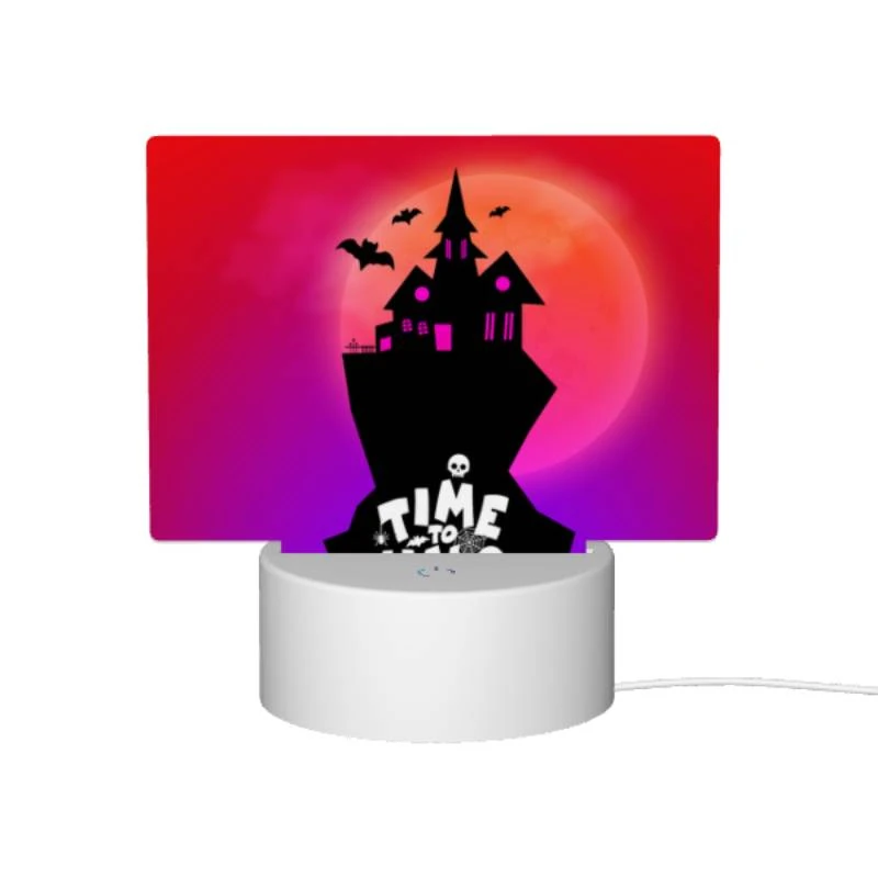 Rectangular Acrylic Night Light, A black and white image of a haunted house with a pink roof and a moon in the background. Rectangular Acrylic Night Light, A Black And White Image Of A Haunted House With A Pink Roof And A Moon In The Background. -Acrylic Night Light Shop cb1f78b8273849707d368c353ad91125bfb31e0a
