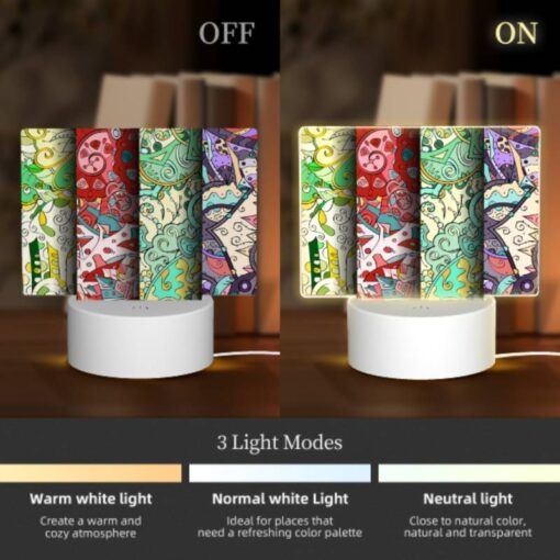 Rectangular Acrylic Night Light, Four Different Colored Papers With Designs On Them. -Acrylic Night Light Shop cb89b9b0c182a1204774dc1b89243cb3606631fc