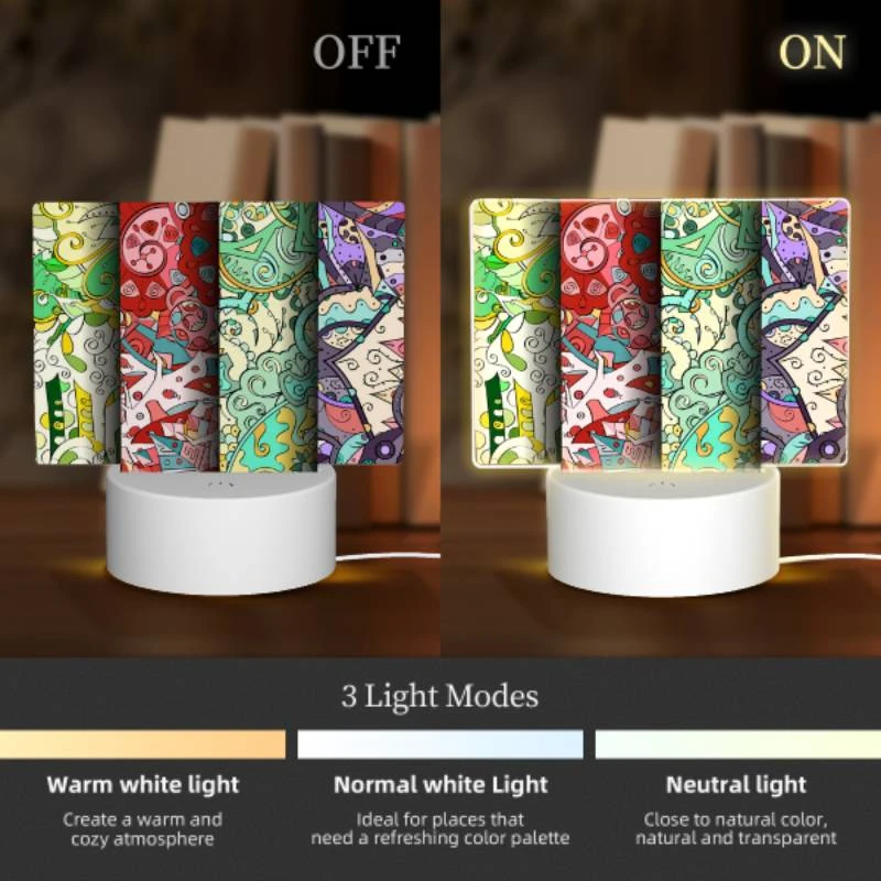 Rectangular Acrylic Night Light, Four different colored papers with designs on them. Rectangular Acrylic Night Light, Four Different Colored Papers With Designs On Them. -Acrylic Night Light Shop cb89b9b0c182a1204774dc1b89243cb3606631fc