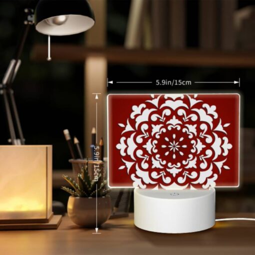 Rectangular Acrylic Night Light, A White And Red Flower Design On A Red Background. -Acrylic Night Light Shop cb987c8272efc5cf2b4ab7d9d4bae7c20aa616bc