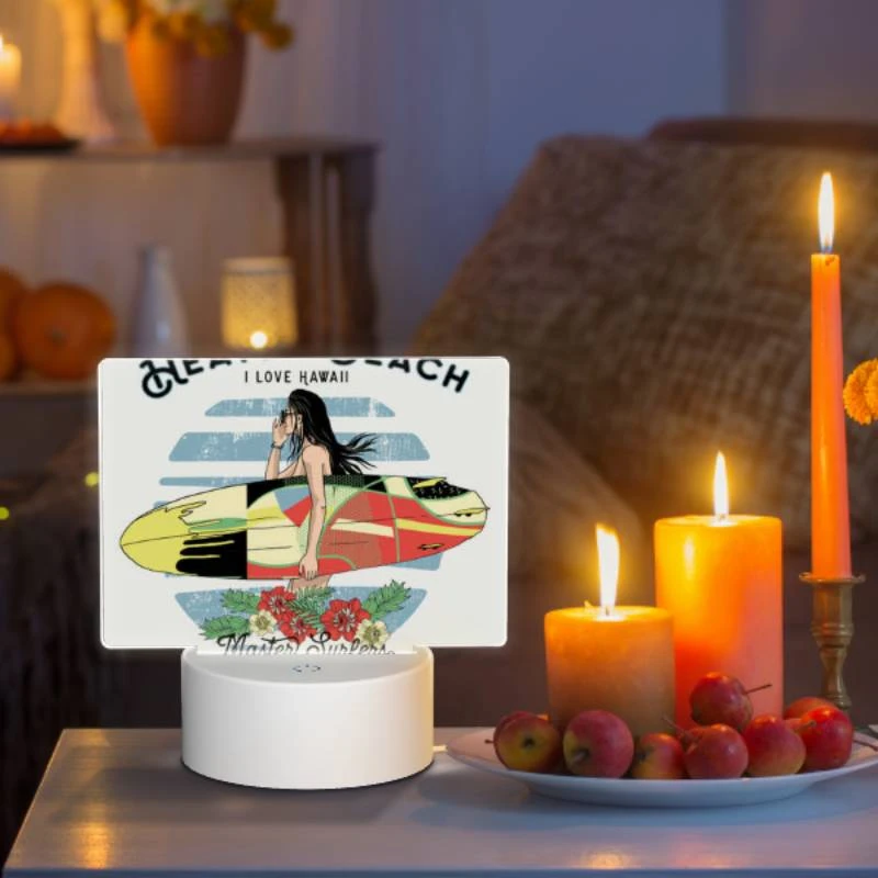 Rectangular Acrylic Night Light, A woman with a surfboard in the ocean. Rectangular Acrylic Night Light, A Woman With A Surfboard In The Ocean. -Acrylic Night Light Shop cba992d03bbb55396f0d4648d9a8e20d6cf18109