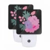 Night Light Set Of 2, A Colorful Flower Arrangement With Purple