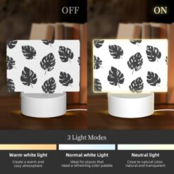 Rectangular Acrylic Night Light, A Pattern Of Leaves On A White Background. -Acrylic Night Light Shop cbde4aa7221907904f4a30dcc48723fe67681d55