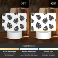 Rectangular Acrylic Night Light, A Pattern Of Leaves On A White Background. 2 Rectangular Acrylic Night Light, A Pattern Of Leaves On A White Background. -Acrylic Night Light Shop cbde4aa7221907904f4a30dcc48723fe67681d55