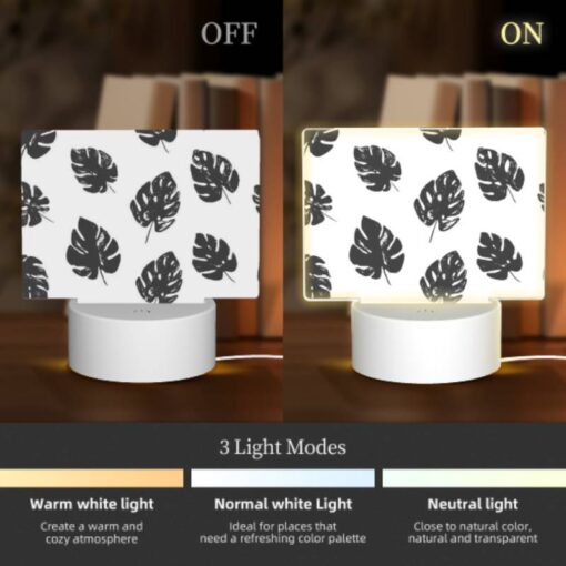 Rectangular Acrylic Night Light, A Pattern Of Leaves On A White Background. -Acrylic Night Light Shop cbde4aa7221907904f4a30dcc48723fe67681d55