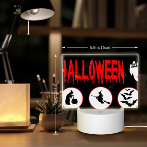 Rectangular Acrylic Night Light, A Halloween Sign With Four Different Images Of Witches And Bats. -Acrylic Night Light Shop cbfdbff4f51507aa5009ab6f0f5e417bff6a6591