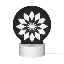 Round Acrylic Night Light, A Black And White Flower Design. -Acrylic Night Light Shop cc324b978f9420e8254bdf8f1916af710b9a0a9e