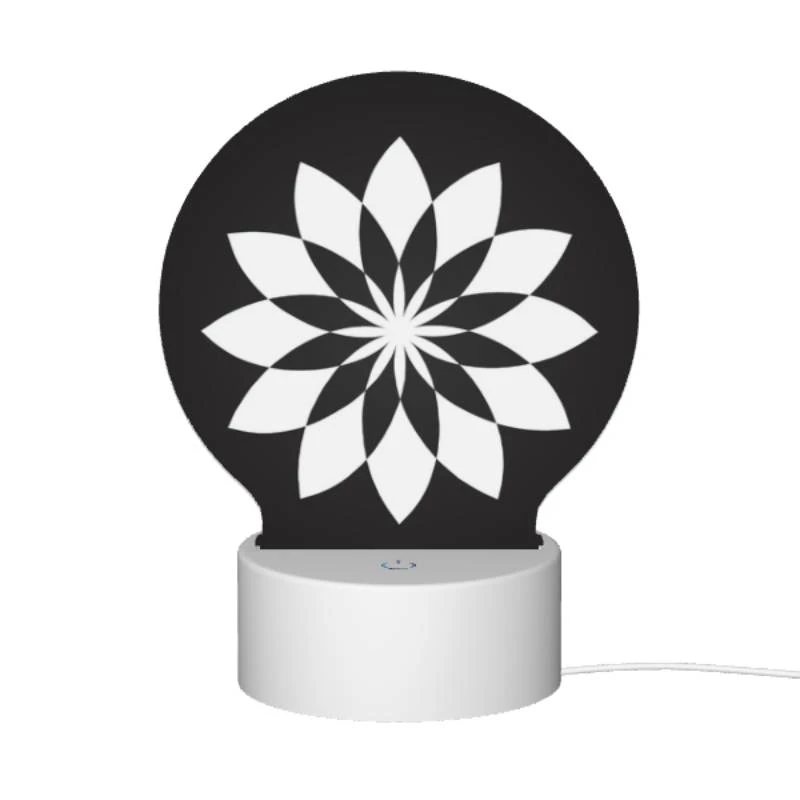 Round Acrylic Night Light, A black and white flower design. Round Acrylic Night Light, A Black And White Flower Design. -Acrylic Night Light Shop cc324b978f9420e8254bdf8f1916af710b9a0a9e