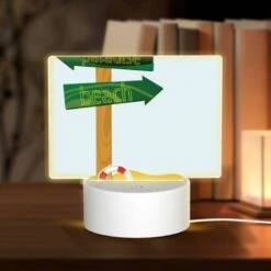 Rectangular Acrylic Night Light, A Sign Pointing To Paradise Beach.