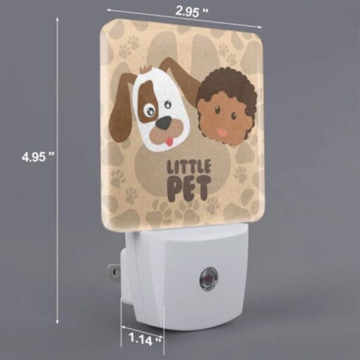 Night Light, A Cartoon Of A Dog And A Black Child With The Words "Little Pet" Written Underneath Them. -Acrylic Night Light Shop cca4fde6ec08bd136a60379630152703f181f16a