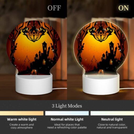 Round Acrylic Night Light, A Castle With A Moon In The Background. -Acrylic Night Light Shop cd0ff8544b8b38628ef8e7009f9bde0c0b4bdd35