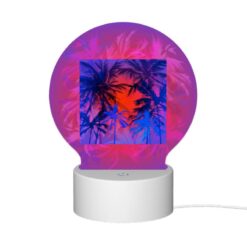 Round Acrylic Night Light, A Colorful Image Of Palm Trees With A Pink And Blue Background. -Acrylic Night Light Shop cdd42dc8b7b7480483ff8150af5fc0e2cd0c9a34
