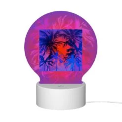 Round Acrylic Night Light, A Colorful Image Of Palm Trees With A Pink And Blue Background. -Acrylic Night Light Shop cdd42dc8b7b7480483ff8150af5fc0e2cd0c9a34
