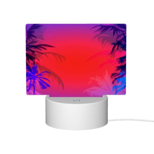Rectangular Acrylic Night Light, Two Palm Trees Are In The Background Of A Blue And Red Sky. -Acrylic Night Light Shop ce343aa73138d492f7c937ee945bf1f71309b117