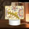 Rectangular Acrylic Night Light, A Colorful Flower Design With A Yellow Bowl In The Center.