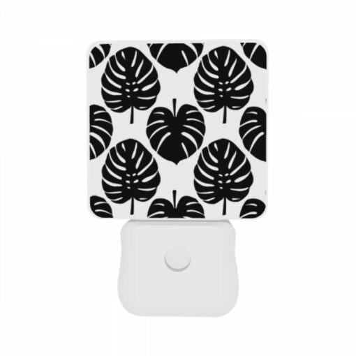 Night Light Set Of 2, A Pattern Of Leaves On A Black And White Background. -Acrylic Night Light Shop ceed6d1778a2a592f9c8cbc871f1dda8fba38186