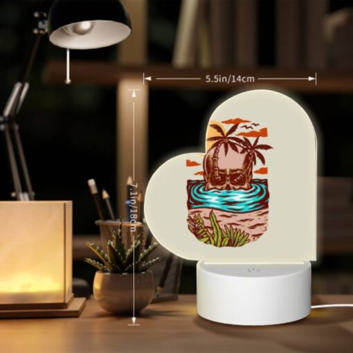 Love Acrylic Night Light, A Cartoon Of A Skull In The Water With A Palm Tree In The Background. -Acrylic Night Light Shop cf49744293c3890201df3d755b7dd14871d7e2c8