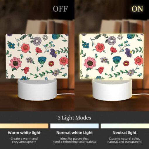 Rectangular Acrylic Night Light, A Colorful Floral Pattern With Pink -Acrylic Night Light Shop cf541fbc6b605910a1871ca1e07f428189e5a72f