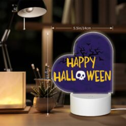 Love Acrylic Night Light, A Purple Background With A Skull And Crossbones And The Words "Happy Halloween" Written In Yellow. -Acrylic Night Light Shop cf86a79a29cb4fdfad02257ed3a36d465747e285