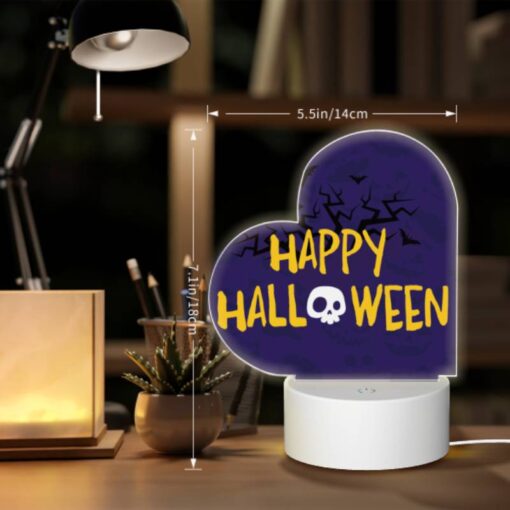 Love Acrylic Night Light, A Purple Background With A Skull And Crossbones And The Words "Happy Halloween" Written In Yellow. -Acrylic Night Light Shop cf86a79a29cb4fdfad02257ed3a36d465747e285