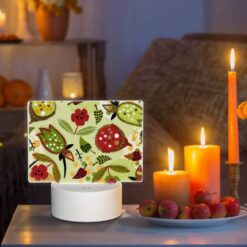 Rectangular Acrylic Night Light, A Pattern Of Red And Green Leaves And Fruits. -Acrylic Night Light Shop cfde95918950ef33fb4b7daf094ac222231abd7c