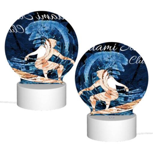 Round Acrylic Night Light, A Surfer Is Riding A Wave On A Surfboard. -Acrylic Night Light Shop cfee0daec0d3aa539992805f0e035dfb35e05753