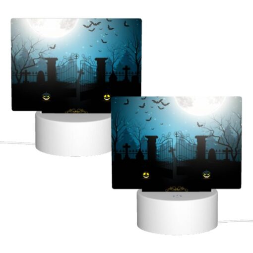 Rectangular Acrylic Night Light, A Halloween Scene With A Moon -Acrylic Night Light Shop d04908c77ebfc8d13d0d72965e8899f853796f0f