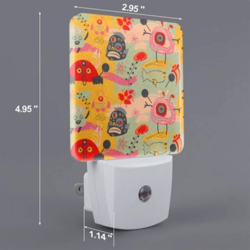 Night Light Set Of 2, A Colorful And Whimsical Pattern Featuring A Variety Of Animals And Objects. -Acrylic Night Light Shop d051da383de9118ea697b7d1462ce8cca5a4edc0