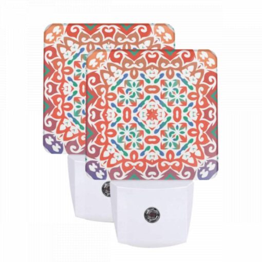 Night Light Set Of 2, A Colorful And Intricate Design On A Piece Of Fabric. -Acrylic Night Light Shop d060a9b9d9932d2f69bfb88621cfd8075bfd00bc
