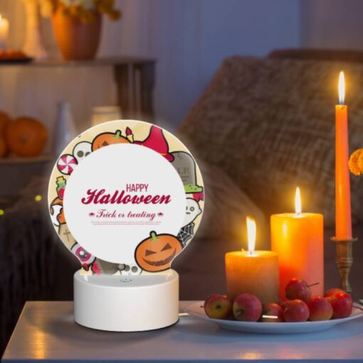 Round Acrylic Night Light, A Colorful Halloween Poster With A Round Circle In The Center. -Acrylic Night Light Shop d0742b8189b3961b10982bc6ed972ab632110dd0