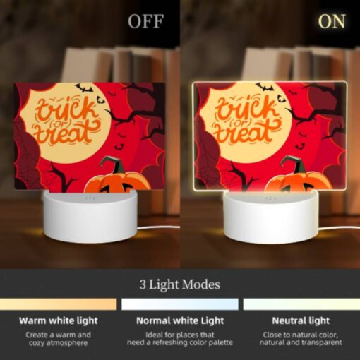 Rectangular Acrylic Night Light, A Halloween Themed Poster With A Pumpkin And A Spider Web. -Acrylic Night Light Shop d099659f43ab34ad8bc05230b0c64de1358d5503