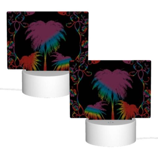 Rectangular Acrylic Night Light, A Colorful Image Of A Palm Tree With A Rainbow Background. -Acrylic Night Light Shop d0b47d9a1fd49a8c72973c51a5c0b7fdb03f6288
