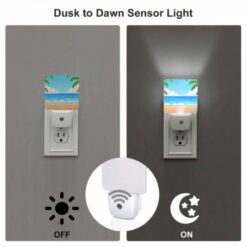 Night Light Set Of 2, A Cartoon Beach Scene With A Blue Ocean And Palm Trees. -Acrylic Night Light Shop d0d1061dfe7bc305f2194b8ac9a332d4b8924a33