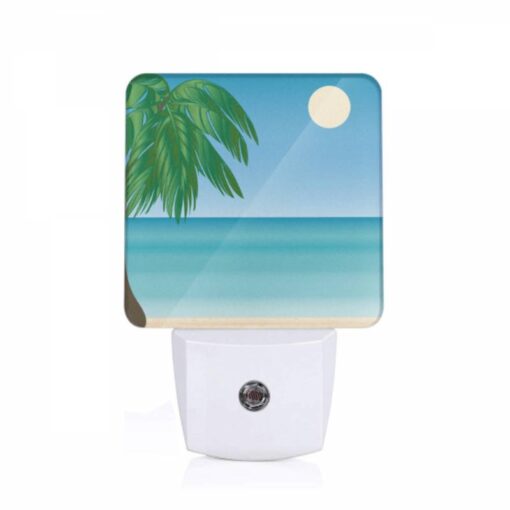 Night Light, A Palm Tree Is On A Beach With A Blue Sky And A Moon In The Background. -Acrylic Night Light Shop d0e0200cbf035c867fa21e1c3e264247c1c80695