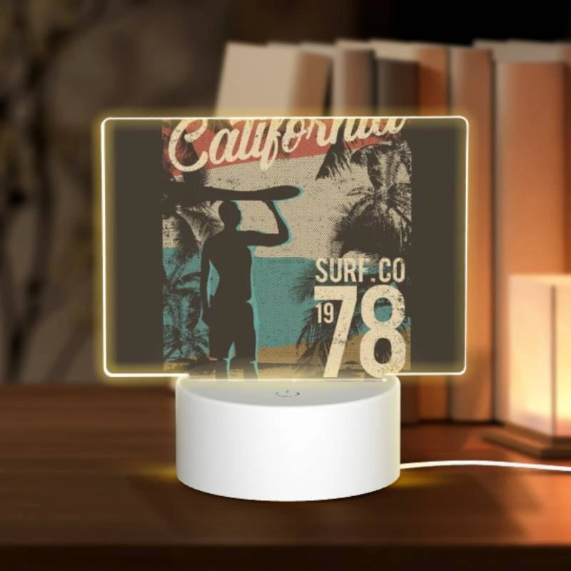 Rectangular Acrylic Night Light, A man is holding a surfboard over his head. Rectangular Acrylic Night Light, A Man Is Holding A Surfboard Over His Head. -Acrylic Night Light Shop d0f4a4e0e2898c35108f27e7de01ff062ff3e102